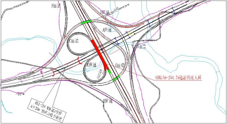 西宁枢纽互通立交跨遂渝高速公路施工组织设计-遂渝高速大桥桥位平面布置图