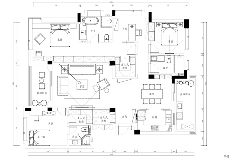 楼盘三居室效果图资料下载-[杭州]凯旋门三居室住宅设计施工图及效果图