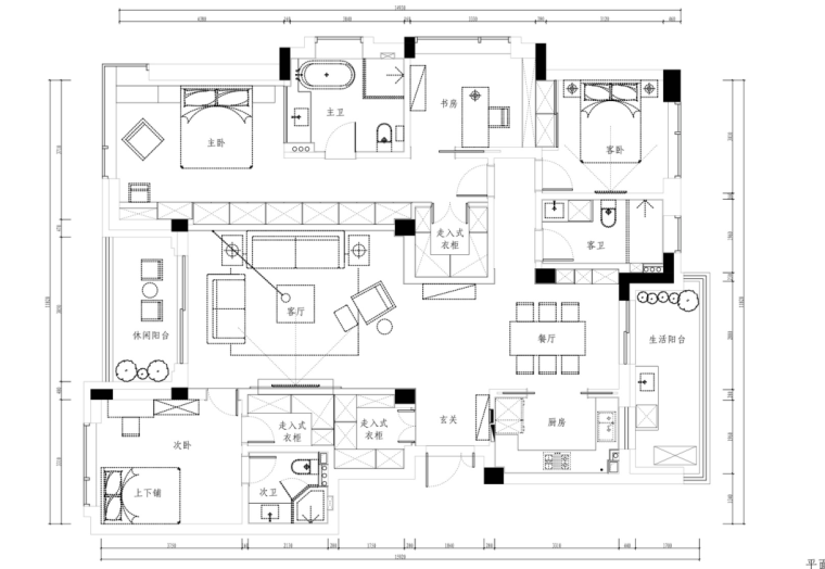 施工图片住宅资料下载-[杭州]凯旋门三居室住宅设计施工图及效果图