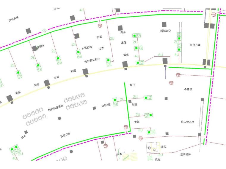 [重庆]某大型医院全套电气施工图-一层弱电平面图.jpg