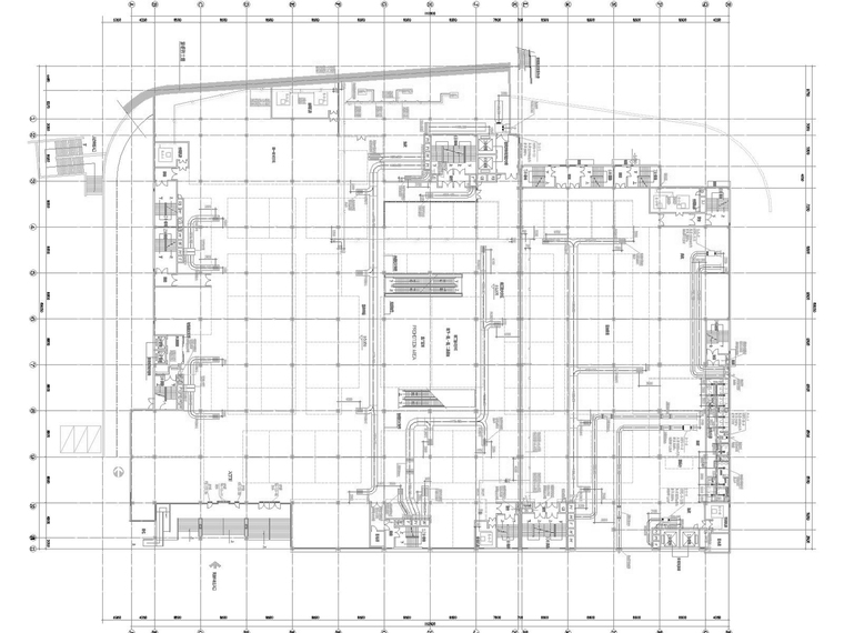 [重庆]知名商业建筑空调通风及防排烟系统设计施工图-一层通风水管平面图.jpg