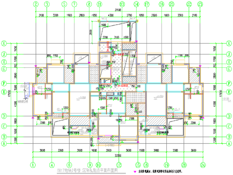 [宁波]框剪结构高层住宅楼施工组织设计(458页）-04沉降观测点平面布置图