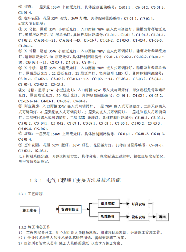 北京建筑景观照明施工方案（智能化照明控制系统、防雷击措施）-电气工程施工主要方法