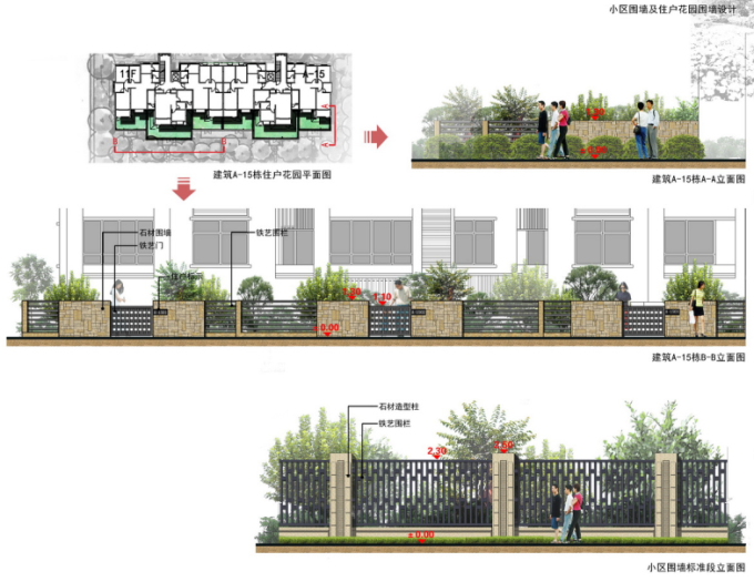 [山东]现代典雅主义生态居住区景观设计方案-围墙设计详图