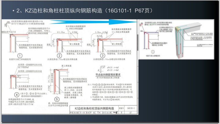 16G101图集中常见钢筋节点做法-4、KZ边柱和角柱柱顶纵向钢筋构造