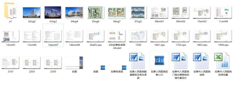 [江苏]如皋人民医院建筑设计方案（CAD+文本）-总缩览图