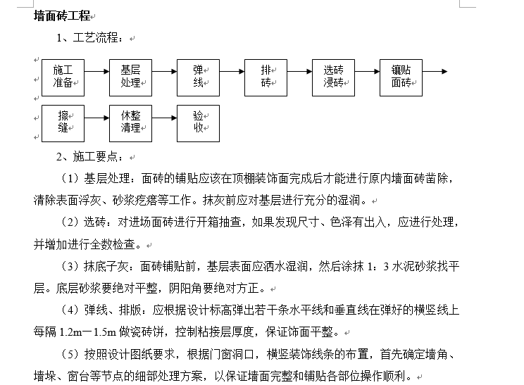 19个地面墙面施工工艺装修资料-墙面砖工程