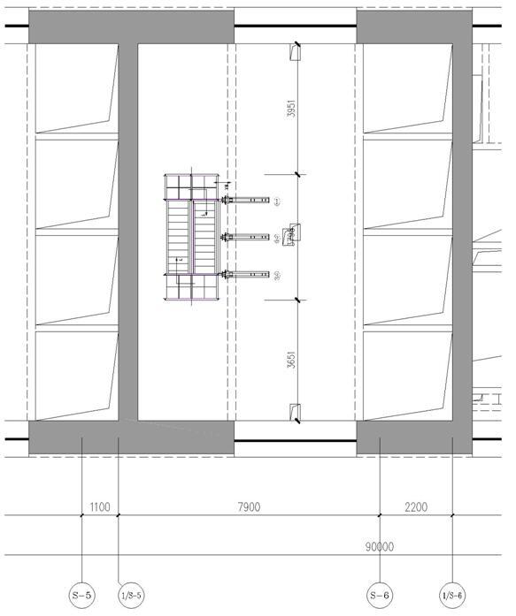 [深圳]超高层塔楼总承包工程应急通道安全专项施工方案（91页）-南塔应急通道平面架体平面布置
