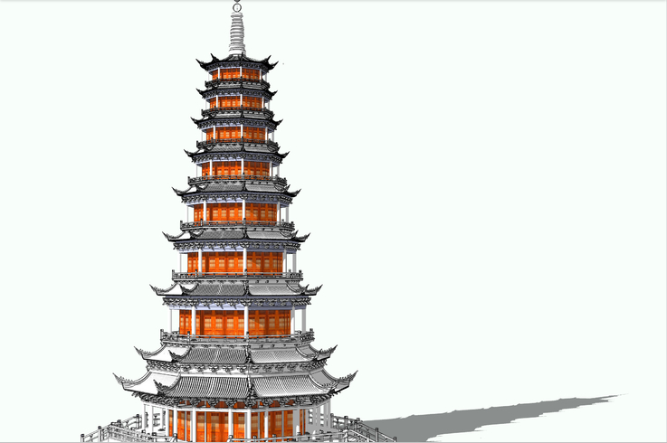 中式景观SKETCHUP资料下载-中式风格古塔设计sketchup模型