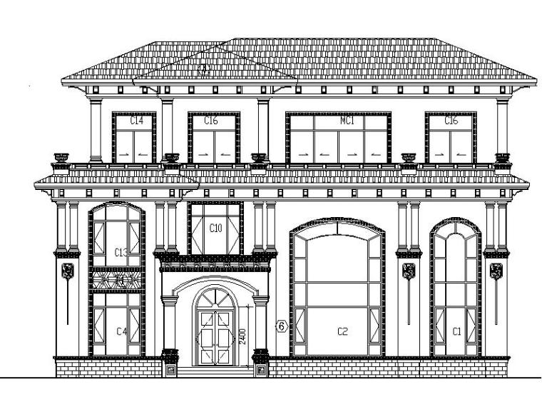 3层单家独院式别墅框架结构建筑设计（包含CAD）-建施结构图-Model