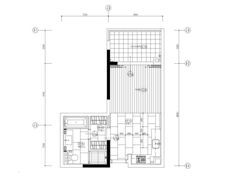 [广东]梁志天-广州雅居乐科学城公寓2号户型一居室样板房全套施工图+效果图+物料-4地面材质图_看图王