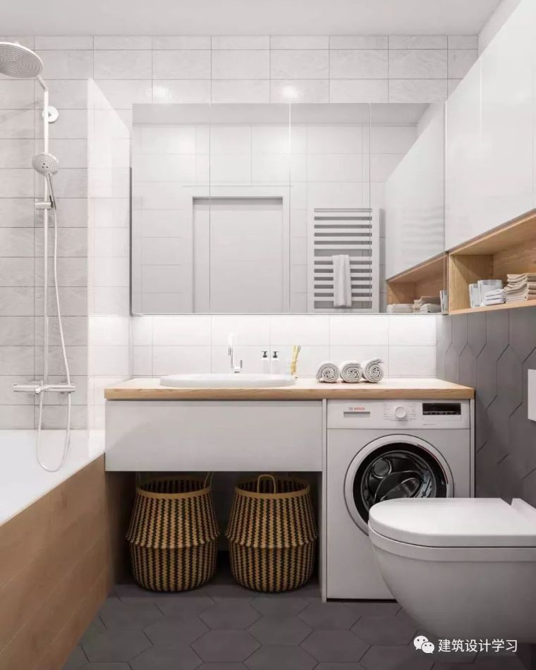 干湿分区的美式卫生间资料下载-卫生间这样设计，省掉好多家务活儿！