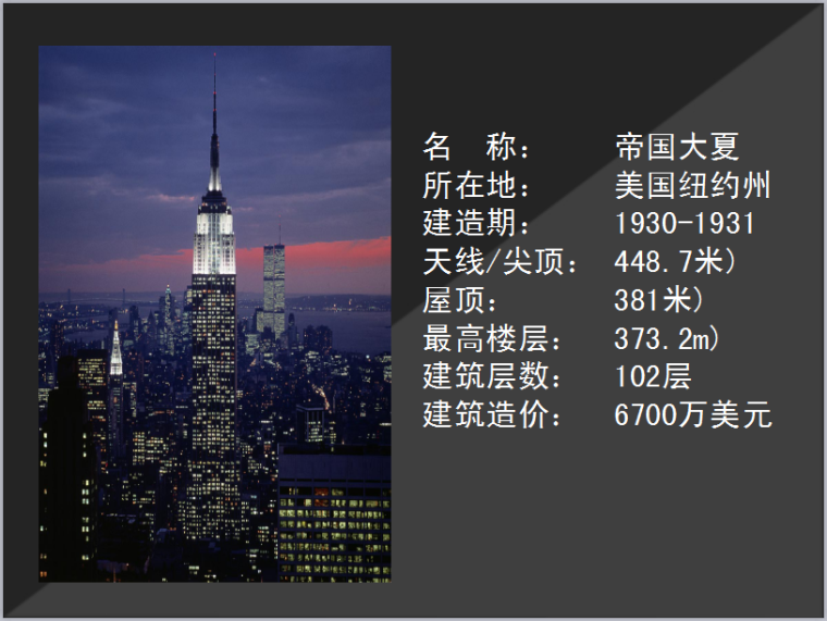 Apple纽约第五大资料下载-纽约帝国大厦建筑汇报PPT