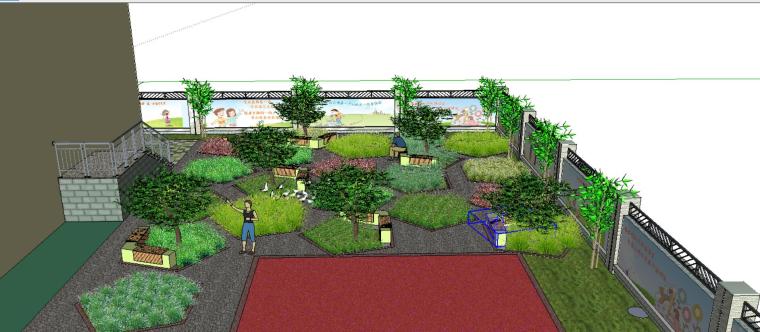 喷泉水帘3d模型下载资料下载-休闲庭院景观设计模型