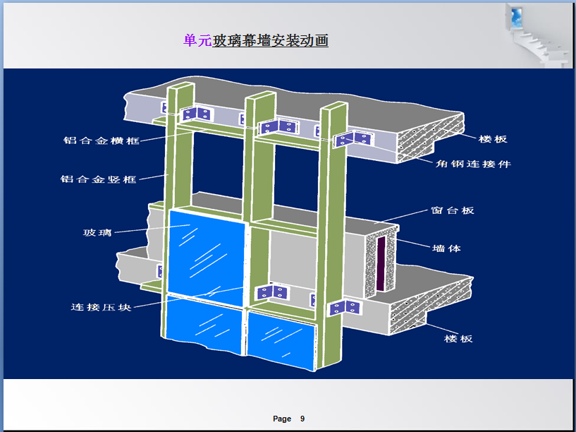 单元玻璃幕墙安装动画