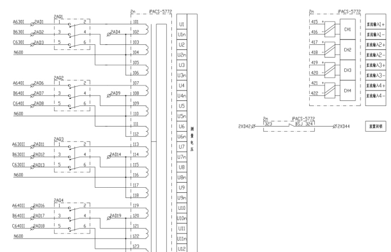 35kV输变电工程电气施工图电气二次接线图-母线电压测控回路原理接线图.jpg