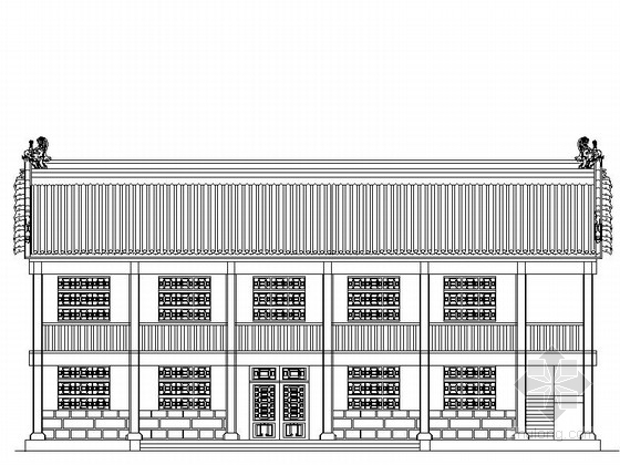 古建筑内部结构CAD资料下载-双层硬山式方丈室古建筑方案图