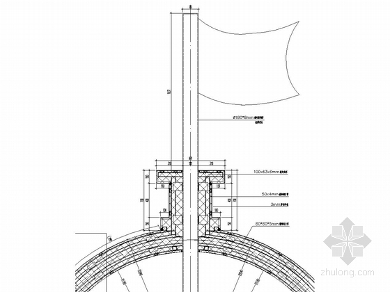广场钢结构穹顶结构施工图-连接节点详图