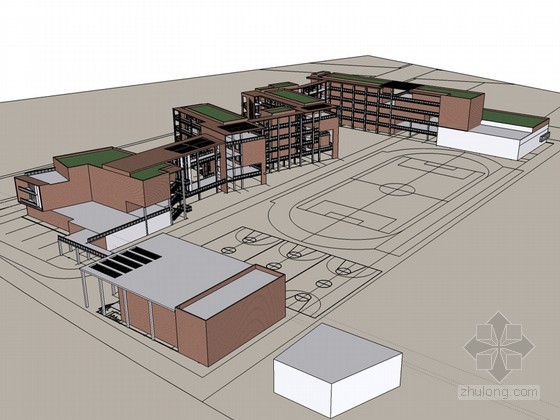 学校建筑SketchUp模型下载-学校建筑 