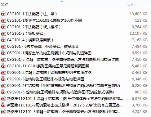 最新图集全套资料下载-最新全套钢筋平法系列图集大全15本