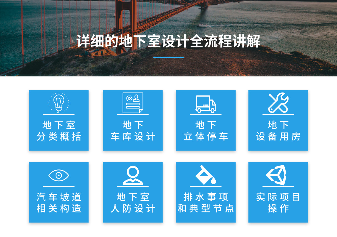 地下车库设计 地下立体停车 地下设备用房 汽车坡道相关构造 地下室人防设计 排水事项和典型节点 实际项目操作" style="width:1140px;