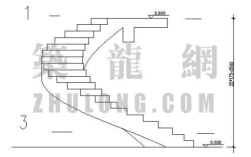 混凝土螺旋楼梯结构施工图资料下载-螺旋楼梯180度3.5米高的施工图