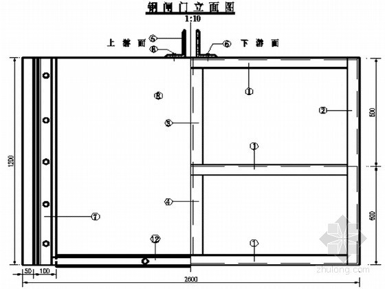 小闸门设计图资料下载-干渠节制闸钢闸门设计图(2.5×1.5m)