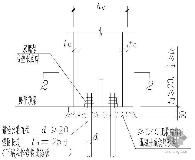 混凝土工字形截面柱资料下载-某工字形截面柱铰接柱脚节点构造详图(二)