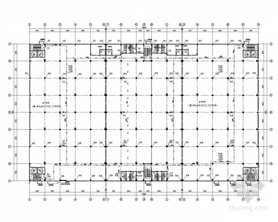 高层丙类厂房给排水施工图-二至六层给排水及消火栓平面图 