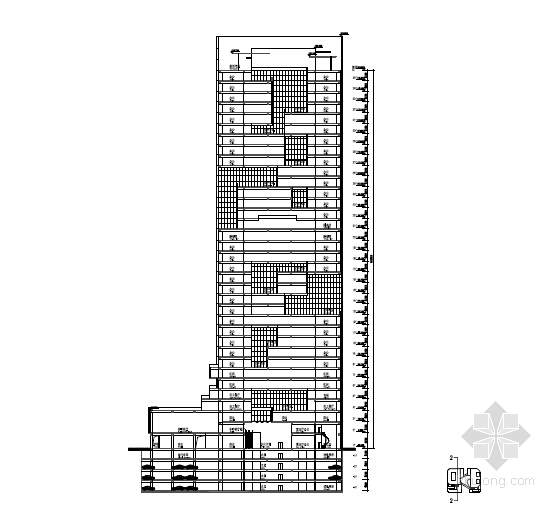 [深圳]超高层金融大厦建筑设计方案文本（含2个地块）-超高层金融大厦剖面图