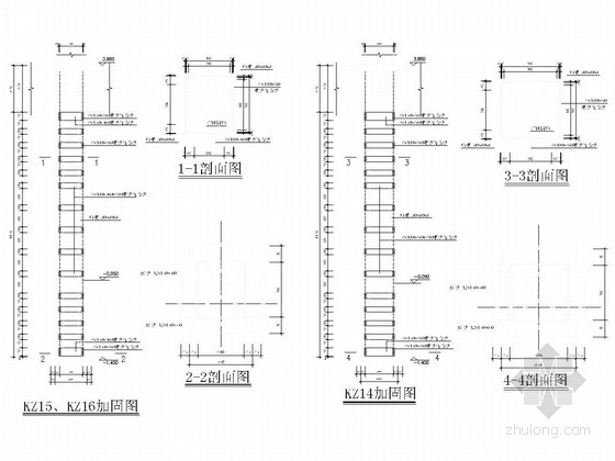 综合教学楼框架柱加固结构施工图-柱加固详图 