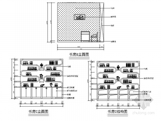 某现代时尚两室两厅装修图-书房立面图