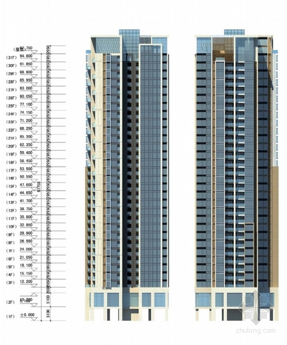 [广东]31层高层绿色住宅楼建筑设计方案文本-31层高层绿色住宅楼建筑设计立面图