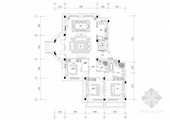 两层别墅平面样板资料下载-精品法式风格两层别墅样板房室内装修施工图