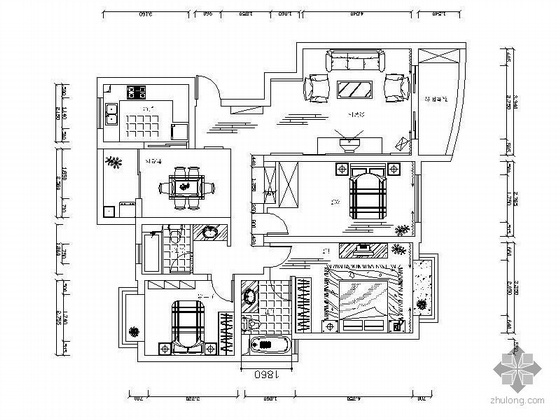 极简主义三室两厅效果图资料下载-三室两厅设计图（含效果及实景）