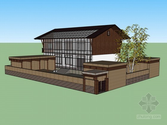 25层住宅模型资料下载-青海某地区二层小院式住宅sketchup模型