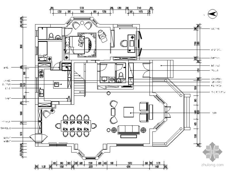 现代时尚别墅模型资料下载-现代时尚二层别墅室内施工图（含效果）
