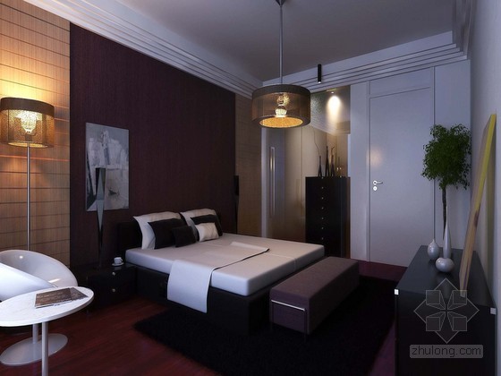 卧室现代风格模型资料下载-现代风格卧室3D模型下载