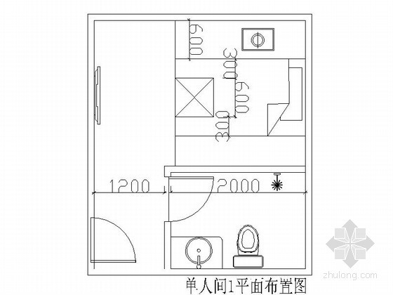 单间公寓平面方案资料下载-[成都]某洗浴中心单间装修图