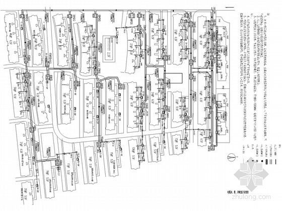住宅区施工平面布置图资料下载-大型住宅区设备总平面布置图纸