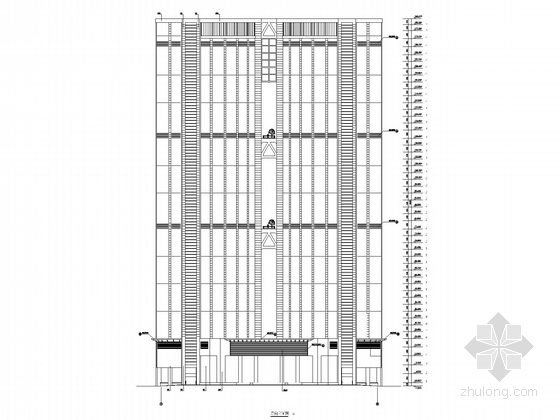 [广东]知名企业51层超高层办公楼建筑施工图-办公楼东立图