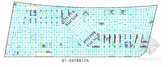 [福建]框架边筒剪力墙结构商业综合体工程高支模施工方案(250余页 附图计算详细)-地下一层高支模施工区域 