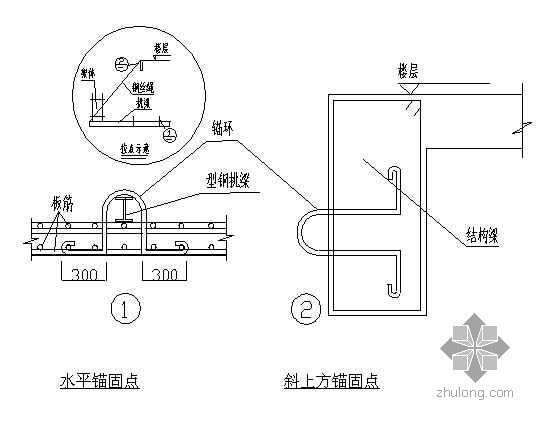 悬挑架卸载钢丝绳资料下载-二次斜拉卸载悬挑式外脚手架施工工法