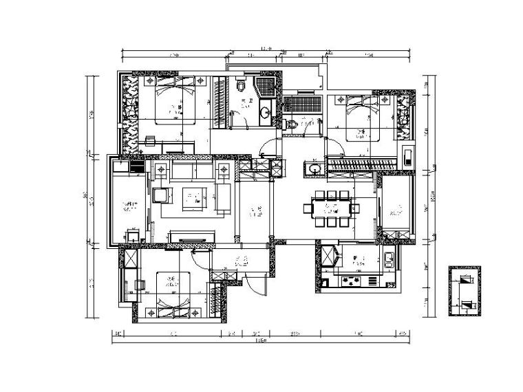 广州四季酒店施工图资料下载-[广州]新中式三居室设计施工图（含效果图）