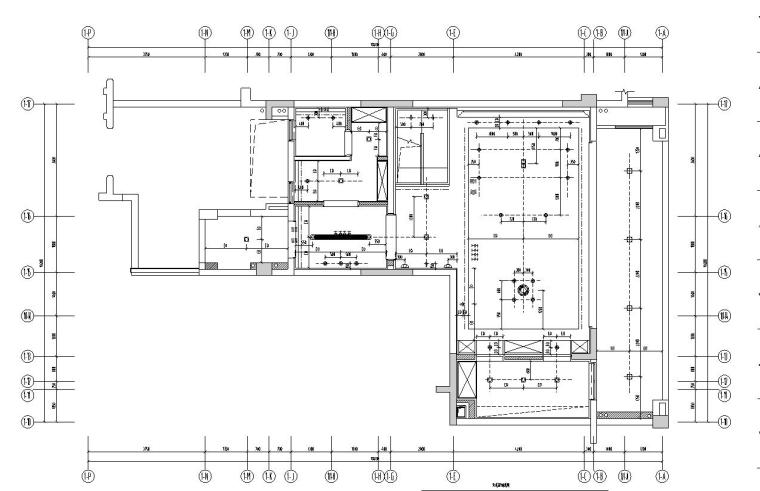 重庆知名地产悦湾洋房复式施工图设计-一层灯具布置图