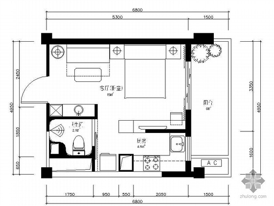 住宅内装cad施工图资料下载-郑州样板房B4户型内装图