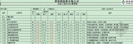 工装室内预算资料下载-某家装工程预算报价清单