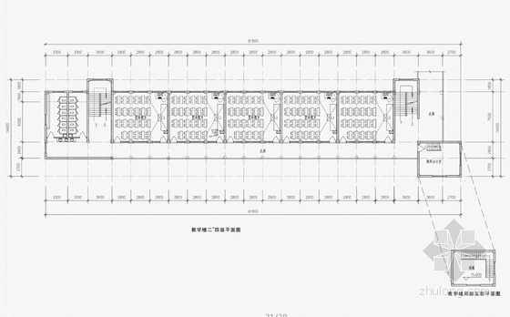 [浙江]红色砖墙山水园林小学扩建设计方案文本（含总平CAD）-红色砖墙山水园林小学扩建各层平面图