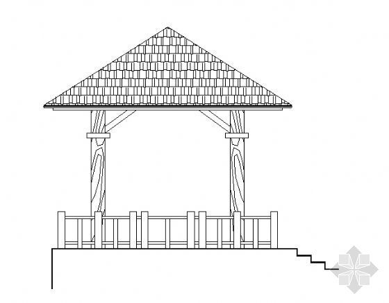 竹凉亭cad资料下载-木质凉亭详图