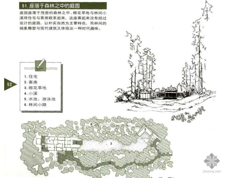 园林廊的设计图资料下载-坐落于森林之中的庭院设计图